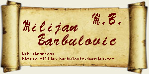 Milijan Barbulović vizit kartica